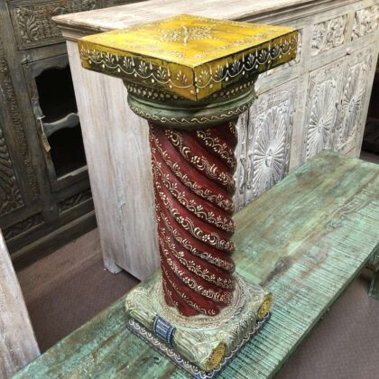 k77 IMG_4449 indian furniture hand painted pillar side table stand main