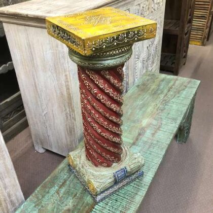 k77 IMG_4449 indian furniture hand painted pillar side table stand corner