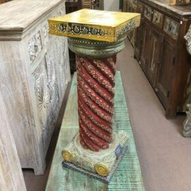 k77 IMG_4449 indian furniture hand painted pillar side table stand corner left