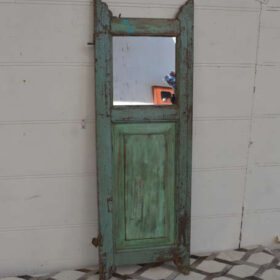KH23 030 indian furniture dog gate panelled mirror green factory