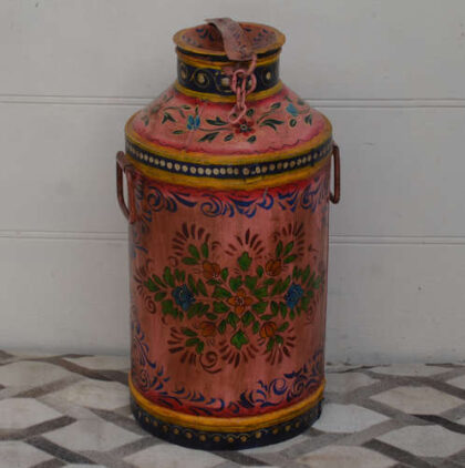 KH23 KH 098 indian furniture hand painted milk churn pink factory