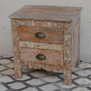 KH23 KH 228 indian furniture chunky carved drawers bedside table factory