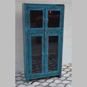 KH23 KH 141 indian furniture blue double door cabinet glass factory