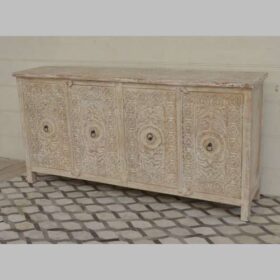 KH23 KH 212 indian furniture 4 door white sideboard carved factory