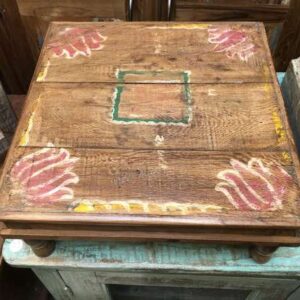 KH23 KH 038 b indian furniture bajot tables hand painted natural top