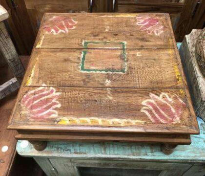 KH23 KH 038 b indian furniture bajot tables hand painted natural top