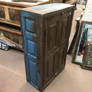 KH23 KH 053 indian furniture blue sided cabinet storage wood left