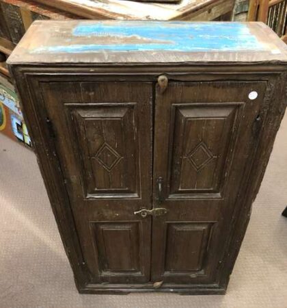KH23 KH 053 indian furniture blue sided cabinet storage wood top