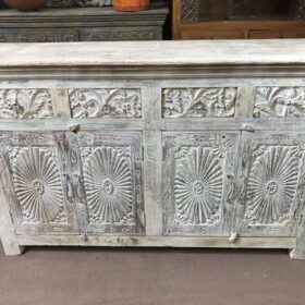 k77 IMG_4158 indian furniture sideboard white carved sunburst front
