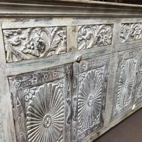 k77 IMG_4158 indian furniture sideboard white carved sunburst left close