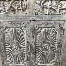 k77 IMG_4158 indian furniture sideboard white carved sunburst close