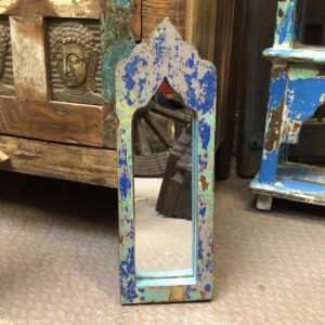KH23 KH 084 indian furniture attractive arch mirror bright shabby blue