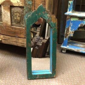 KH23 KH 084 indian furniture attractive arch mirror bright bottle green