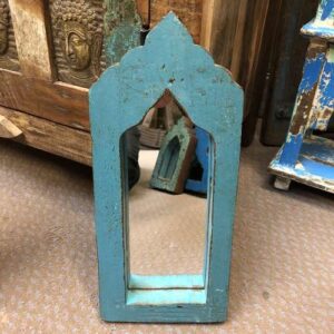 KH23 KH 084 indian furniture attractive arch mirror bright dirty blue