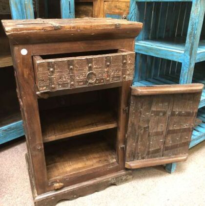 KH23 KH 105 indian furniture cabinet with metal banding drawer cupboard open