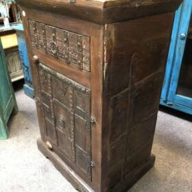 KH23 KH 105 indian furniture cabinet with metal banding drawer cupboard right