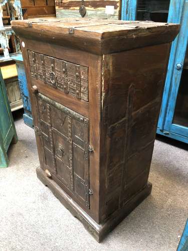 KH23 KH 105 indian furniture cabinet with metal banding drawer cupboard right