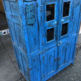 KH23 KH 143 indian furniture shabby two door cabinet blue left