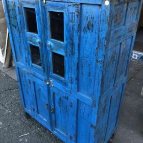 KH23 KH 143 indian furniture shabby two door cabinet blue right
