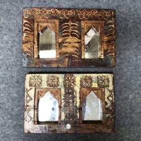 kh23 082 indian accessories hand carved mirrors double front
