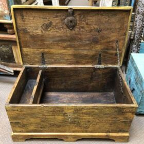 kh23 kh 124 indian furniture turmeric coloured storage box with clasp open