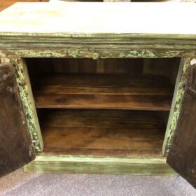 KH23 KH 091 indian furniture carved green cabinet mini open