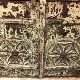 KH23 KH 091 indian furniture carved green cabinet mini detail