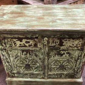 KH23 KH 091 indian furniture carved green cabinet mini top