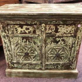 KH23 KH 091 indian furniture carved green cabinet mini front