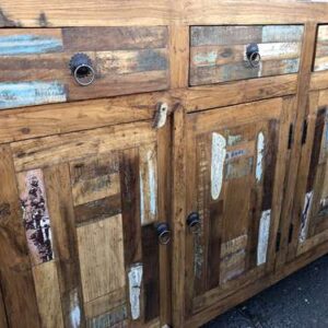 KH23 KH 170 indian furniture sideboard reclaimed large retro drawers cupboards close left