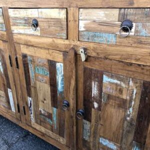 KH23 KH 170 indian furniture sideboard reclaimed large retro drawers cupboards close right