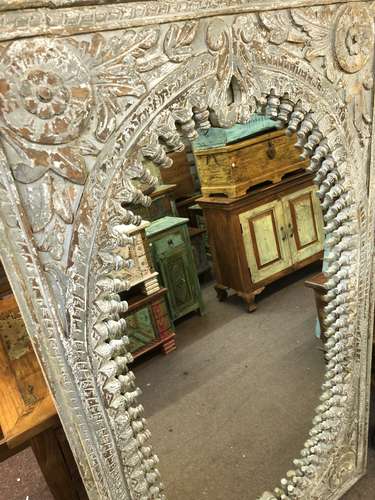 KH23 KH 189 indian furniture very large nodule mirror close glass