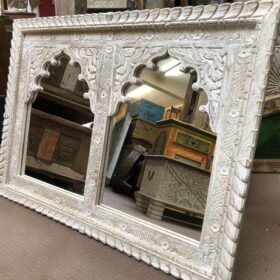 KH23 KH 194 indian furniture double carved white mirror right