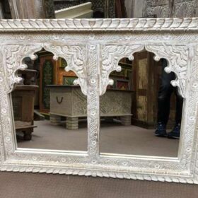 KH23 KH 194 indian furniture double carved white mirror front