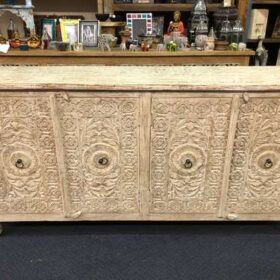 KH23 KH 212 indian furniture 4 door white sideboard carved front