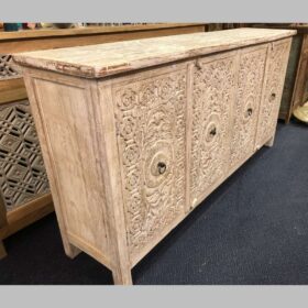 KH23 KH 212 indian furniture 4 door white sideboard carved main