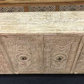 KH23 KH 212 indian furniture 4 door white sideboard carved top