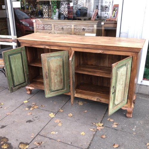 kh23 184 indian furniture green door sideboard shelved