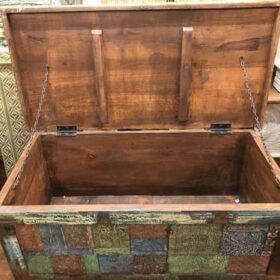 kh23 kh 172 indian furniture carved block storage trunk open