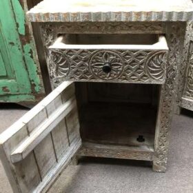 kh23 kh 208 indian furniture carved front bedside table inside