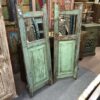 KH23 030 indian furniture dog gate panelled mirror green