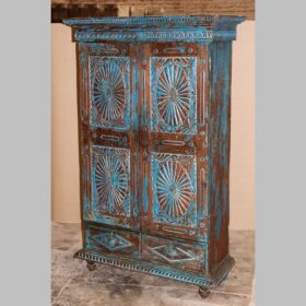 k78 2546 indian furniture blue sunburst cabinet vintage drawers factory