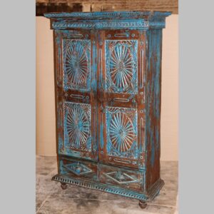 k78 2546 indian furniture blue sunburst cabinet vintage drawers factory