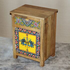 k78 2355 indian furniture hand painted bedside yellow factory
