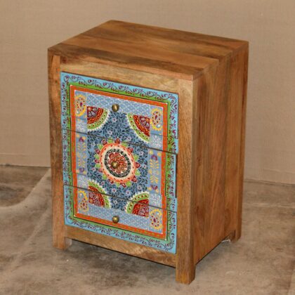 k78 2357 indian furniture blue painted drawers 3 hand factory