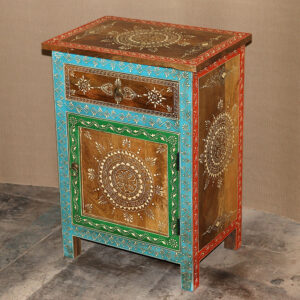 k78 2514 indian furniture subtly colourful bedside cupboard drawer factory
