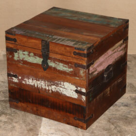 k78 2615 indian furniture reclaimed trunk with metal square cube factory