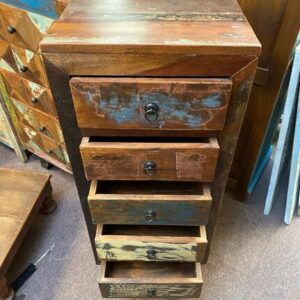 K78 2623 indian furniture slim tall chest drawers reclaimed open