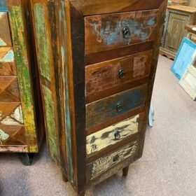 K78 2623 indian furniture slim tall chest drawers reclaimed left