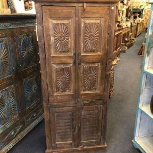K78 2635 indian furntirue large carved door cabinet teak front